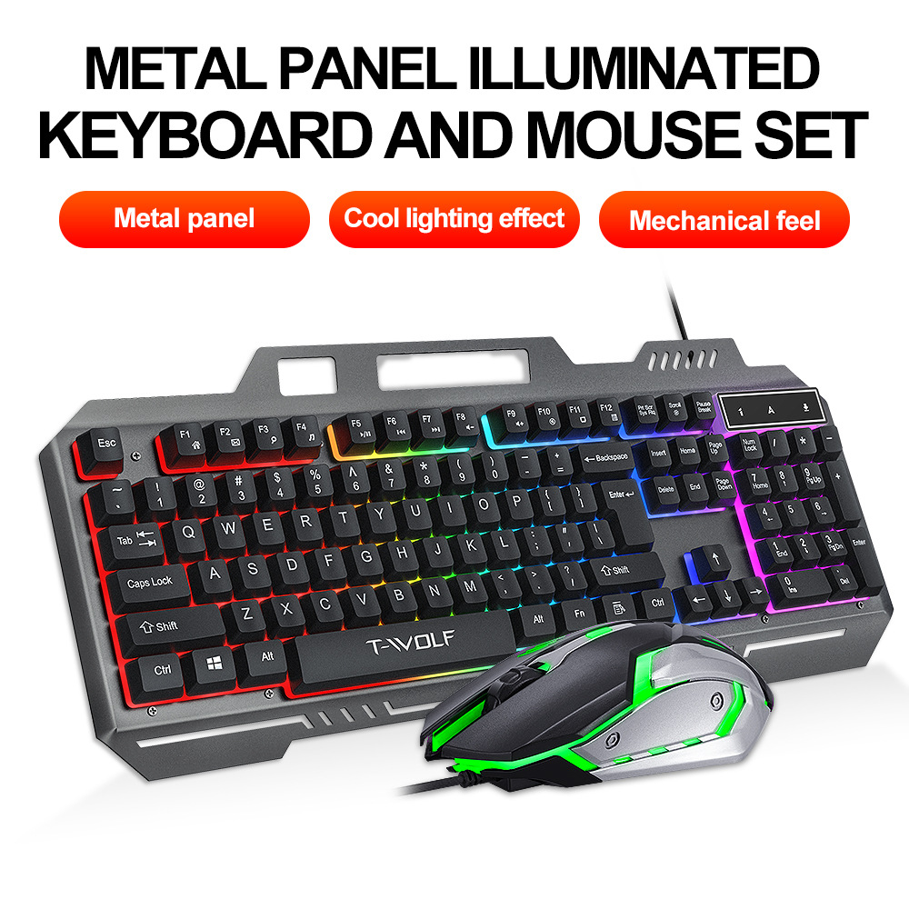 Gaming Keyboard Mouse Set - RGB Backlit Gaming Wired Mechanical Feel