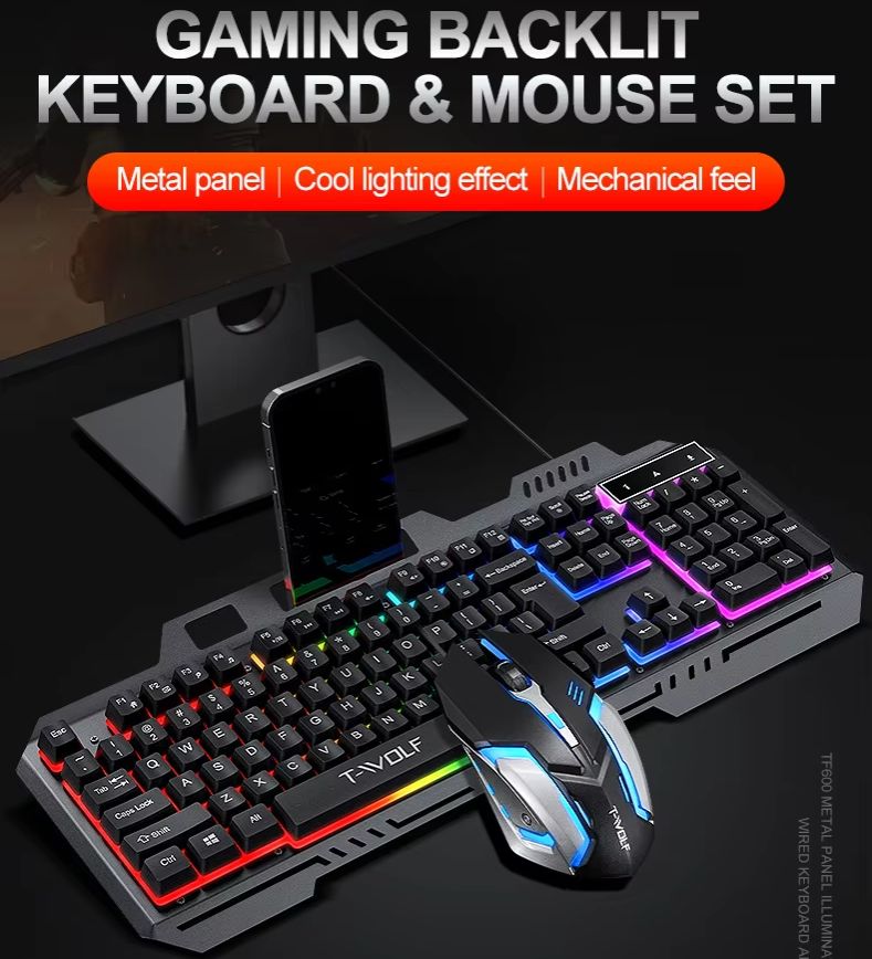 RGB Backlit Mechanical Feel Ga - Gaming Keyboard Mouse Set recension och pris