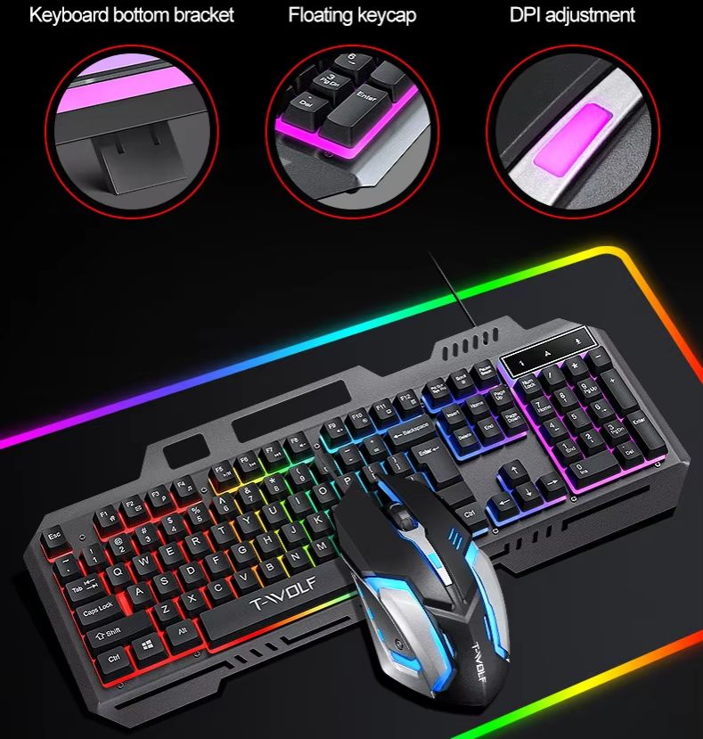 RGB Backlit Gaming Wired Mecha - Gaming Keyboard Mouse Set recension och pris