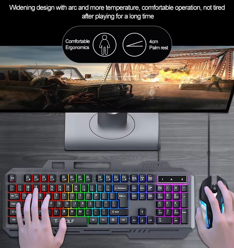 RGB Backlit Gaming Wired Mecha - Gaming Keyboard Mouse Set recension och pris